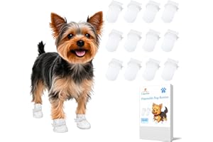 Ealacritas Disposable Dog Paw Protectors, 12-Pack Trial Waterproof Booties with Adjustable Reusable Straps, Lightweight Non-Woven Dog Foot Covers for Small Medium Dogs, Prevents Licking & Dirt (S-12)