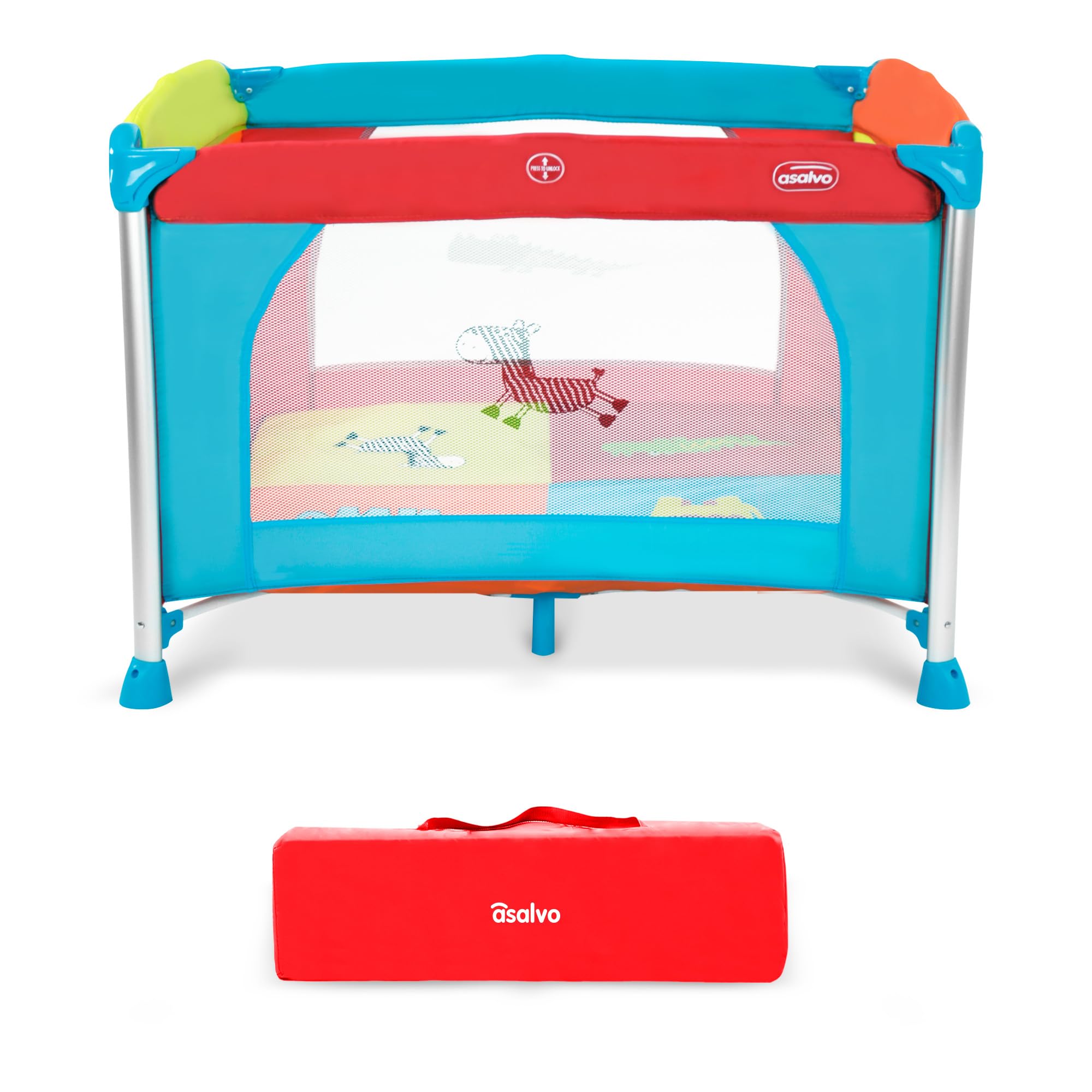 Asalvo 13828 Aluminium Jungle Design Play Pen, Multi-Colour