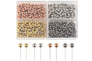 SUBANG 800 Pieces Map Tacks 1/8-Inch Retro Metallic Color Beads Head Marking Push Pins, 4 Colors
