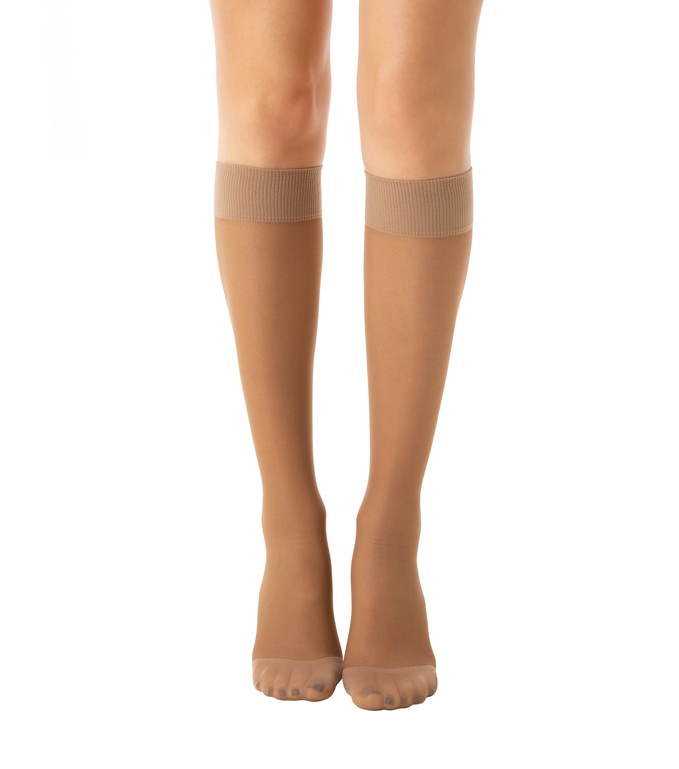 Relaxsan Basic 850 (1 Pair - Beige 2/M) Compression Socks for Women, Knee High Socks 18-22 mmHg