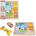Fisher-Price Wood Toddler Toy Animal Puzzle, 13 Piece Wooden Shape-Sorting Activity for Preschool Kids Ages 2+ Years