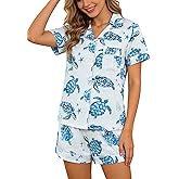 Pajamas for Women Set 2 Piece Pj Sets for Woman Cute Short Sleeve Button Down Loungewear Soft & Comfortable(S-XL)
