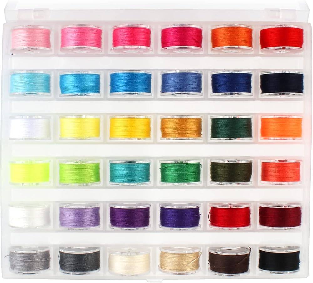YUEYUAN 36 Pcs Sewing Machine Bobbins Thread Kit with Storage Box