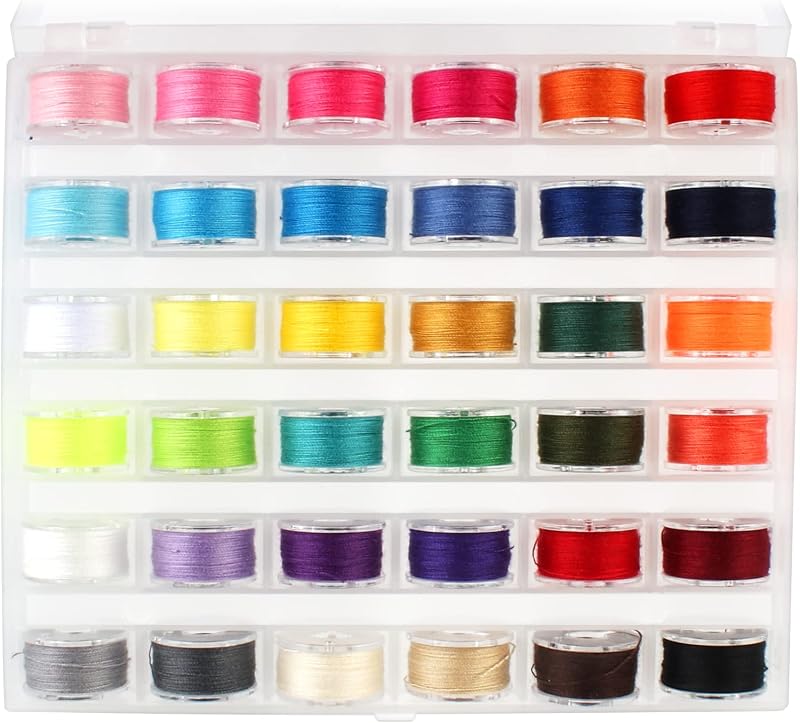 YUEYUAN 36 Pcs Sewing Machine Bobbins Thread Kit with Storage Box