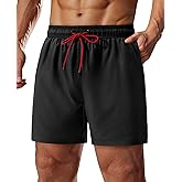 Gleeease Mens Swim Trunks 5 Inch with Mesh Lining Quick Dry Stretch Bathing Suits for Men Board Shorts Men's Swimwear