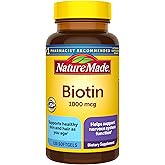 Nature Made Biotin 1000 mcg Softgels, Biotin Vitamins Dietary Supplement, Supports Healthy Hair & Skin, 120 Softgels, 120 Day Supply