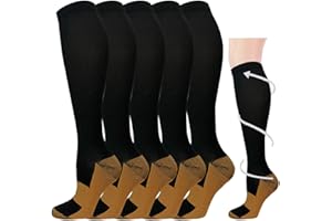 Hi Clasmix Graduated Medical Compression Socks for Women&Men Circulation Recovery-Knee High Supports Running Socks