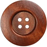 YAKA 22pcs Brown Round Wood Buttons 4 Holes,Craft Buttons for Sewing Clothing, Large Size 2.36Inch