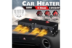 Car Heater Windshield De-Icers - Torcarvh Car Defogger 12V 500W Car Heater 2 in 1 Portable Car Heaters and Cooling Fan with Purification for Winter (12V 500W, 4 Holes)