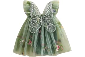 GINEVSAL Toddler Girls Summer Dress Butterfly Embroidery Sleeveless Party Dress Fashion Princess Dress