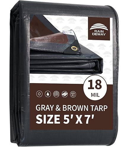 RAINDEWAY Lonas Pequeñas 5x5 Pies (paquete De 2) 8 Mil, Lona De Polietileno Impermeable Resistente A Los Rayos UV, Duradera, Multiusos Con Ojales De Metal Y Bordes Reforzados, Lona Azul