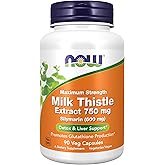 Now Foods Milk Thistle Extract 750 mg Silymarin (600 mg), Maximum Strength - 90 Veg Capsules