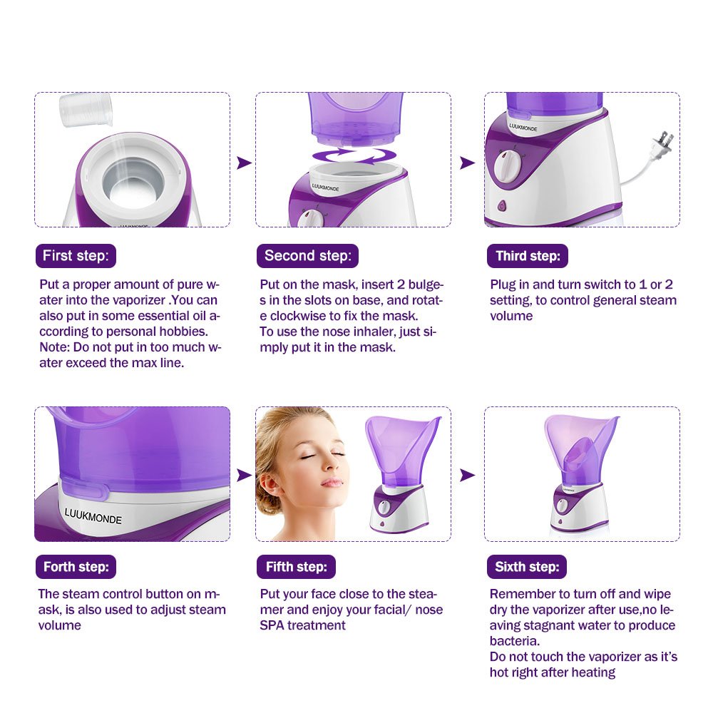 Facial Steamer Home Facial Sauna SPA Warm Mist Moisturizing Pores Cleanse Clear Blackheads Acne Aromatherapy Skin Care Humidifier by LUUKMONDE