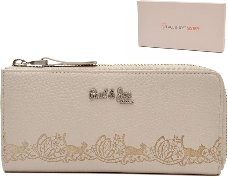 Amazon ポールアンドジョーシスター Paul Joe Sister レザー L字ファスナー 長財布 正規品 本革 猫柄 ロングウォレット 財布 ホワイト Paul And Joe Sister ポールアンドジョーシスター 財布
