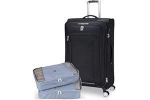 Atlantic Sailbound Softside Large Luggage – Durable Polyester Construction with 8 Spinner Wheels and Retractable Handle, Inte