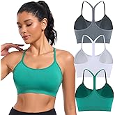 ANGOOL Womens Y Back Sports Bra - Light Support Yoga Bra Removable Pads Thin Straps for Low Impact Workouts