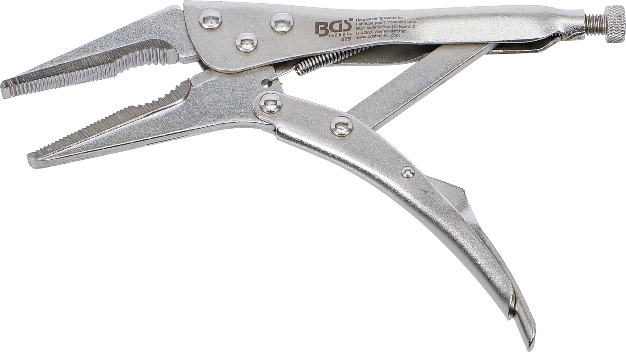 BGS 475 | Locking Long Nose Grip Pliers | 225 mm
