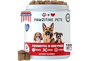 PAWZITIVE PETS Probiotics for Dogs Digestive Health - Probiotic Chews for Gut Health, Itchy Skin Yeast, Diarrhea - USA Product - Immune Support Supplement - Dog Digestive Support Chewable Probiotic & Enzymes