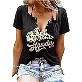 Country Music Shirt for Women Cow Skull Shirts Western Graphic T Shirts Rodeo Cowboy Short Sleeve Casual Tee Tops