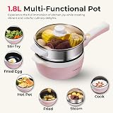 CookLite Electric Hot Pot Steamer 1.8L Pink Multi-Function Non-Stick 600W view 2