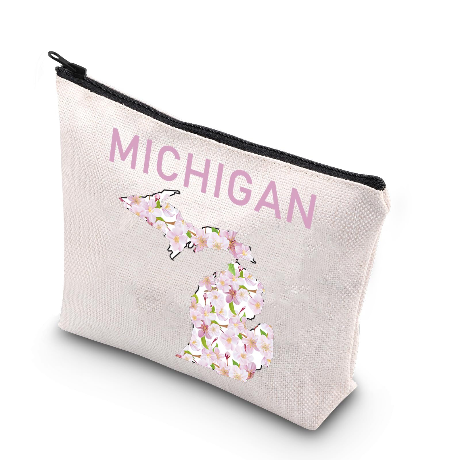 PLITI Michigan Makeup Bag Michigan Travel Gift Michigan State Gift Moving to Michigan Gift Michigan Vocation Gifts (MichiganU)