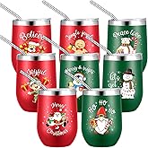 Uiifan 8 Pcs Double Wall Insulated Travel Coffee Mugs - 12 oz Stainless Steel Travel Cups with Lid - Christmas Mugs, Gifts for Coworker, Friends, Mom
