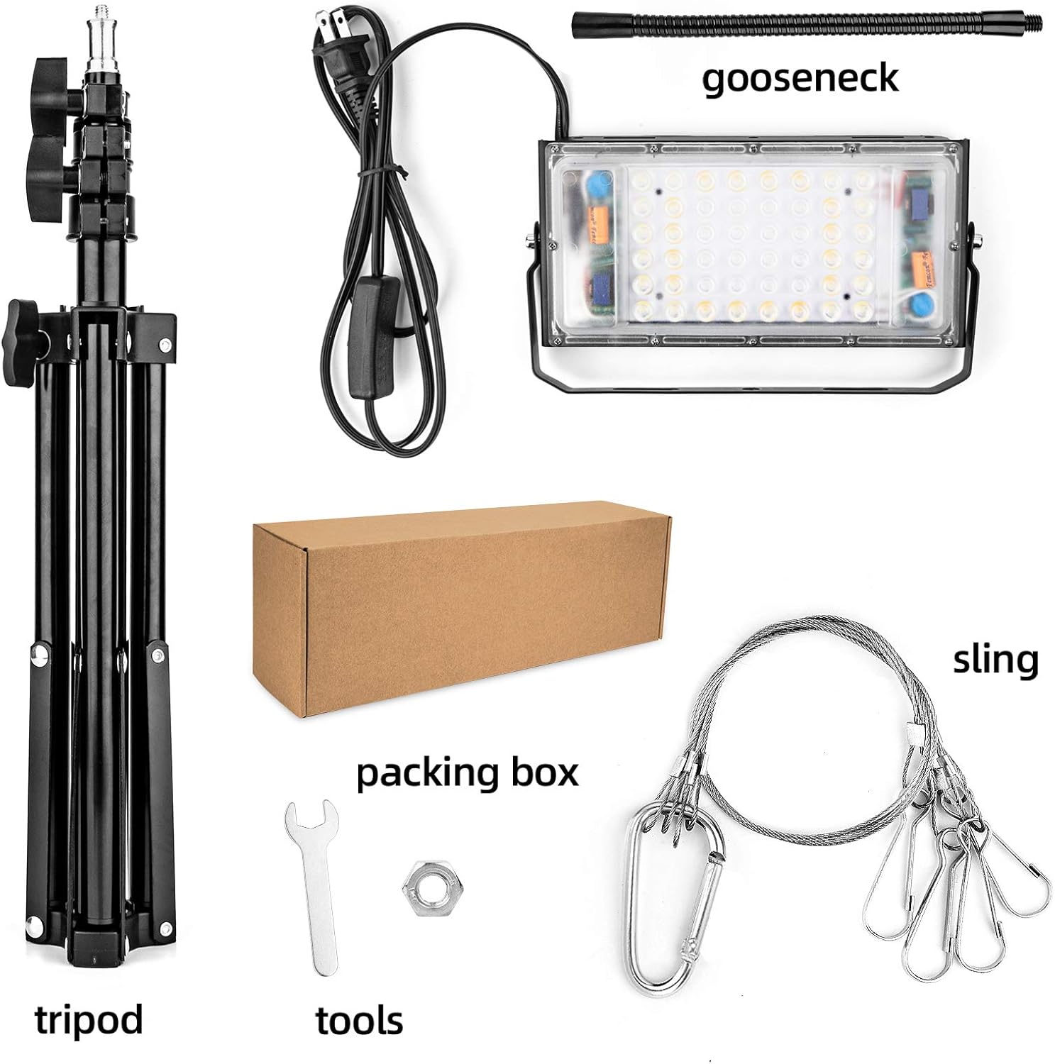 Grow Light with Stand, LBW Full Spectrum 150W LED Floor Plant Light for Indoor Plants, with On/Off Switch, Flexible Gooseneck, Adjustable Tripod Stand 15-47 inches: Home Improvement