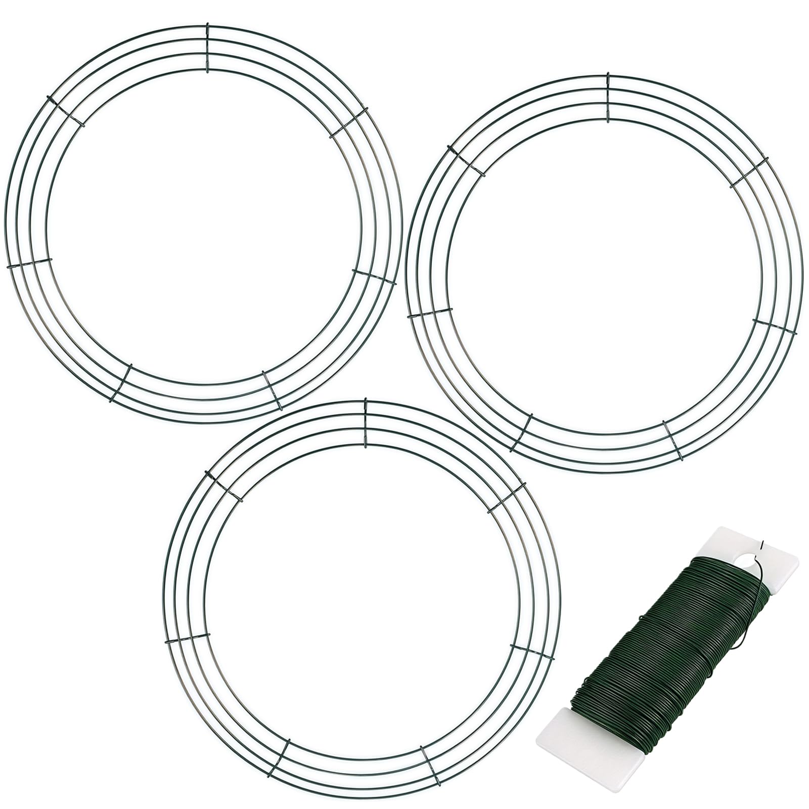 3 Pack Green Christmas Wire Wreath Rings 14inch Metal Wreath Frame,35cm Large Round Wire Wreath Frame for Christmas Wreath Making Rings Base,Wedding Garland Ring,Garden, Home Supplies DIY Crafts