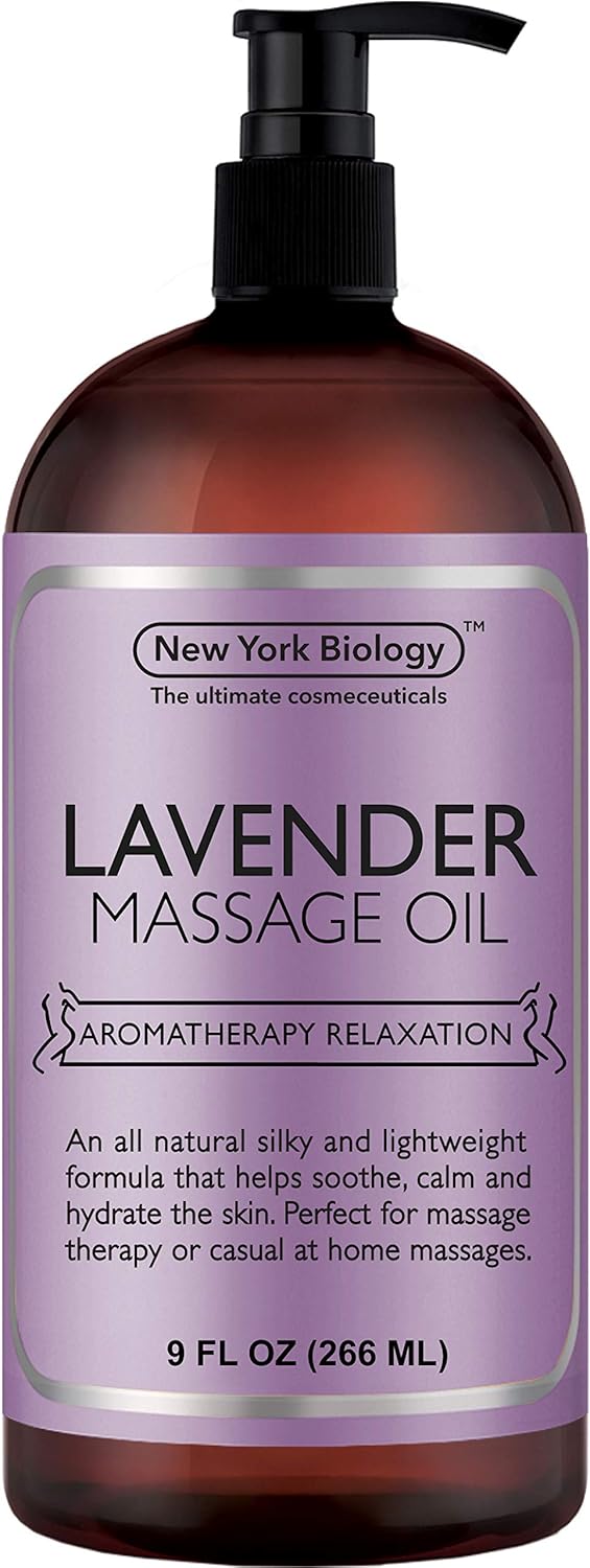 New York Biology Lemongrass Massage Oil - 100% Natural Ingredients - Sensual Body Oil Made with Essential Oils for Muscle Relaxation and Deep Tissue - 9 oz : Beauty