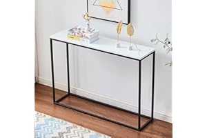 Cplxroc 42”Faux Marble Console Table, Entryway Sofa Table, MDF Entry Table, Accent Coffee Table with Metal Frame, Couch Table for Hallway, Living Room, Hall Furniture