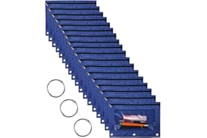 Wodison 18-Packs 3 Ring Pencil Pouch with Clear Window School Classroom Binder Pocket Case Office Stationery Bag Blue