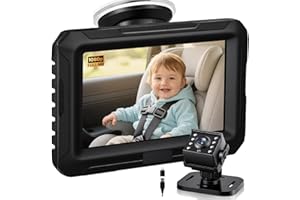 Zacro 1080P Baby Car Mirror Camera for Rear Facing Seat, USB/Type-C Port 4.3" Backseat Headrest Carseat Camera Monitor with HD Night Vision for Baby Safety in Car, 150° Wide View Angle, 360° Rotatable