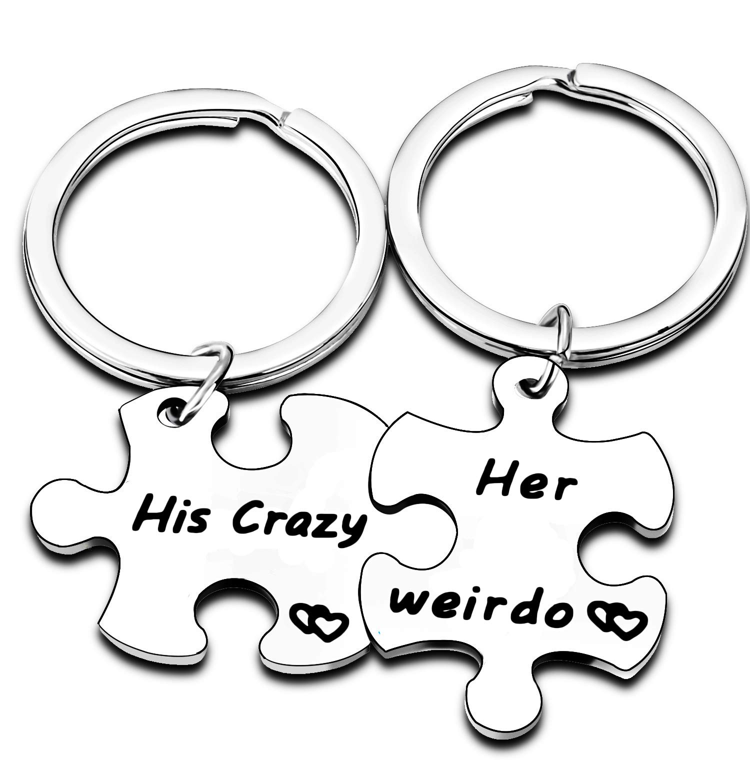 Nimteve His and Hers keyrings Gift for Husband From Wife Gifts Girlfriend Boyfriend Gifts Couple Keyring for Men Women Her weirdo His crazy Matching Couples Keychains Jewellery Set