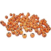 Honbay 100PCS Acrylic Basketball Beads Sports Ball Beads with Big Hole for Bracelets Necklaces Earrings Hair Ties Keychains Making