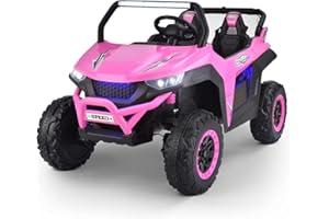 Joywhale 24V 2 Seater Kids Ride on UTV Car Powerful Electric Vehicle, with 4x75W Strong Motors, Big Battery, Easy-Drag System, 2.4G Remote Control, Soft Braking, Spring Suspension, Music, BW-U20