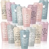 Pickmesh 15 Pcs Christian Gift for Employee Christian Tumblers for Women Religious Employee Appreciation Gift Bible Verse 16 oz Plastic Tumbler with Lids for Church Teacher Staff (Pastel)