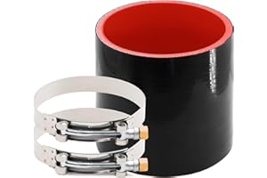 High Performance 5-Ply Reinforced Straight Length 4 Inch ID 4 Inch Silicone Coupler Hose with 2 T-Bolt Clamps,Wall Thickness 