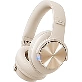 Picun B8 Bluetooth Headphones, 120H Playtime Headphone Wireless Bluetooth with 3 EQ Modes, Low Latency, Hands-Free Calls, Over Ear Headphones for Travel Home Office Cellphone PC Khaki White