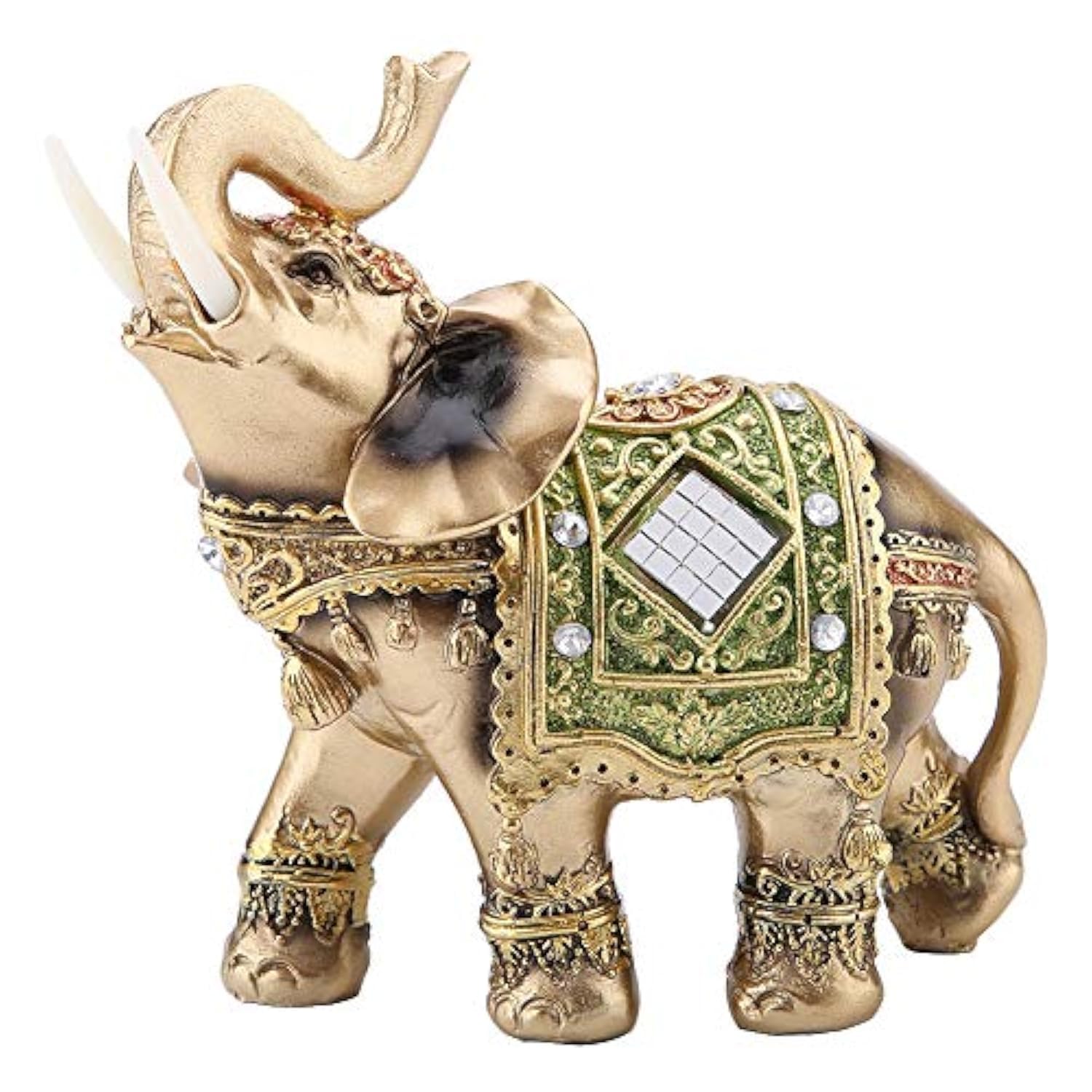 Elephant Statue, Feng Shui Green Elephant Statue Sculpture Lucky Feng Shui Elephant Sculpture Wealth Figurine Collectible Figurine Gift Home Decor Feng Shui Ornament(3.3 * 1.8 * 3.5in)