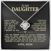PLUZRLUV To My Daughter I Love You Forever Love Knot Necklace, Meaningful Message Card Jewelry Box, Gift for Daughter's Birthday Graduation, Thoughtful for Her from Mom