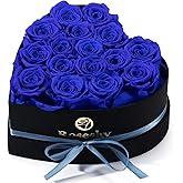 Valentines Day Flowers Roses Gifts for Her,16pcs BlueForever Preserved Roses in Heart Shape Gift Box,Valentines Day Delivery Prime Gifts-Roses Gifts for Women,Mom.