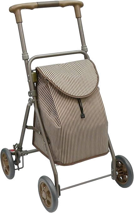 Amazon 島製作所 折りたたみ ショッピングカート メロディキュート ストライプブラウン サイズ 約47 79 5 87 5 50cm 島製作所 ショッピングキャリー 通販