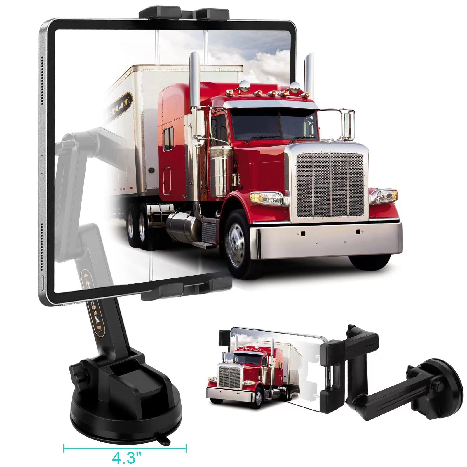 Photo 1 of Porfortop iPad Pro 12.9 Inch Tablet Mount, 4 Inch Suction Cup, 16 Inch Arm, Wide Compatibility, Full Protection, Hassle-Free Charging, Solid Construction