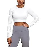 CRZ YOGA Seamless Long Sleeve Shirts for Women Workout Athletic Crop Tops Cropped Running Gym Yoga T-Shirts