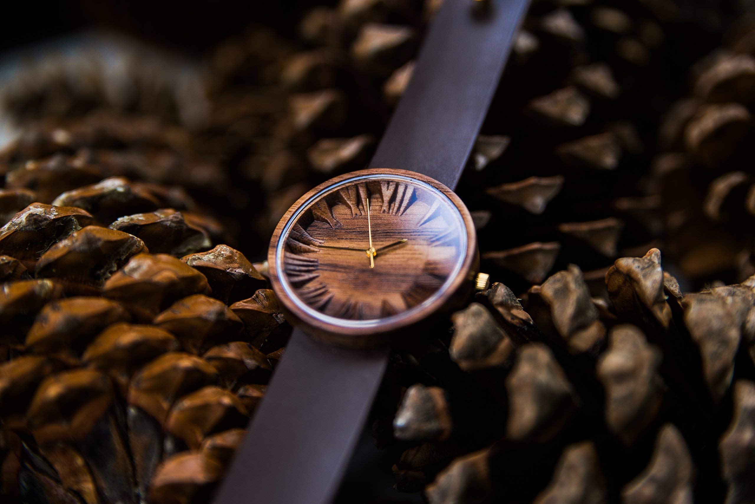 Ovi Watch 3d Dial Walnut Wood Watch With Swiss Movement