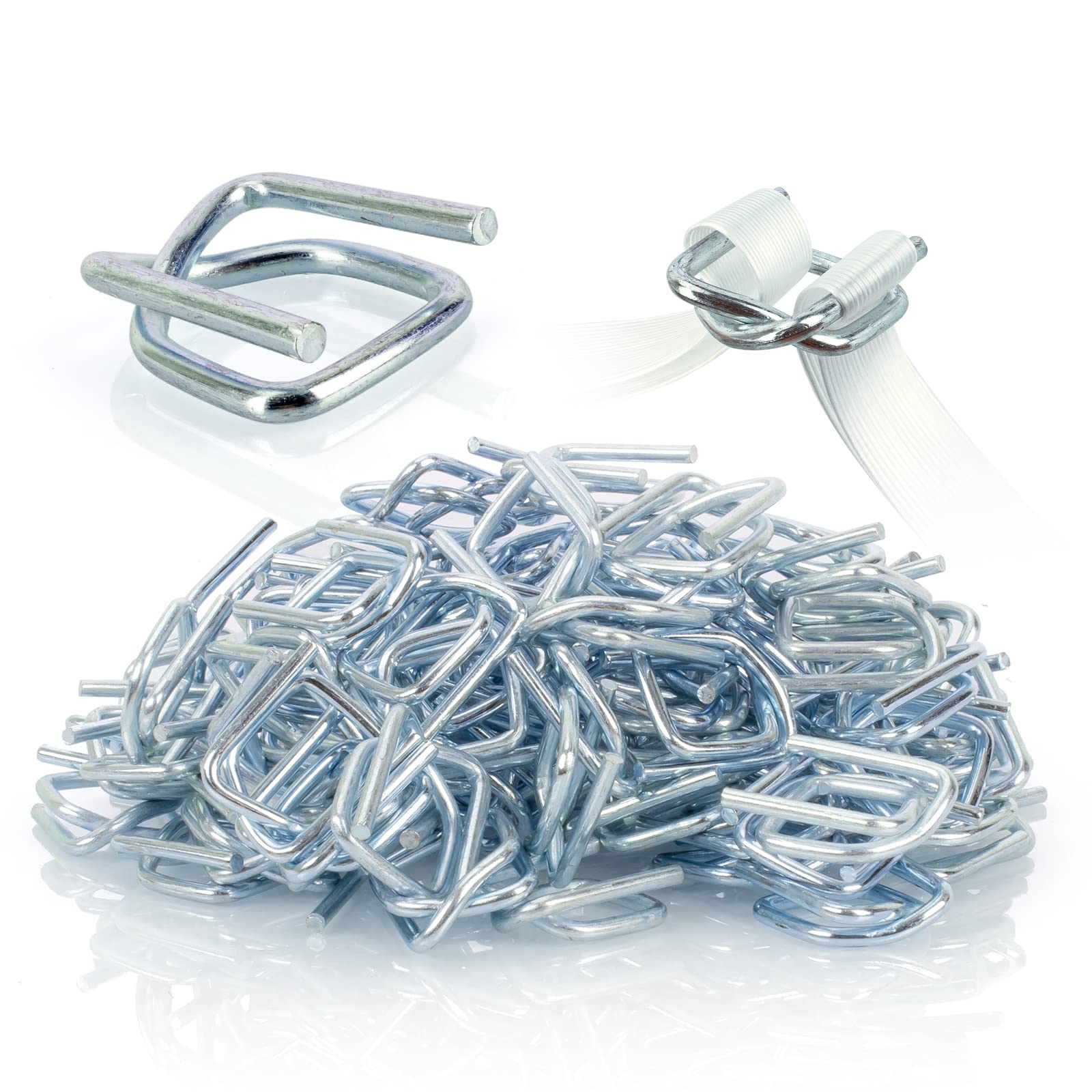 Heavy Duty Reusable Buckles 200PCS, Self-Locking Steel Buckle with Anti-Slip Coating, Strapping Buckles for 12-19mm Strap Width Woven Cord Strapping, Pallet Strapping Banding Buckles for Packing (200)