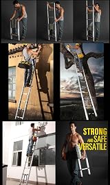 Lucn Telescopic Loft Ladder 3.2m 11 Steps Stainless Steel Extendable view 7