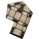 Qlauca Winter Scarf for Men Plaid Cashmere Feel Mens Scarf for Cold Weather