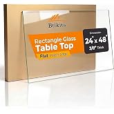 Btikita 24" x 48" Tempered Glass Table Top Rectangle 0.31" Thick Flat Polished Edge Top Protector for Dining, Patio, Coffee Table (24x48 inch)