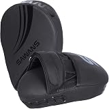 SAWANS Boxing Focus Pads Hook and Jab Mitts Faux Leather Matte Black view 3